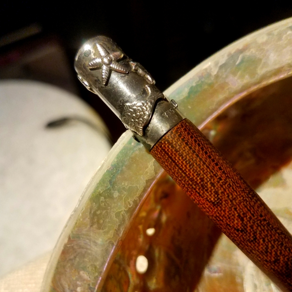 Sterling Silver & Exotic Wood Cigarette Holder. Vintage